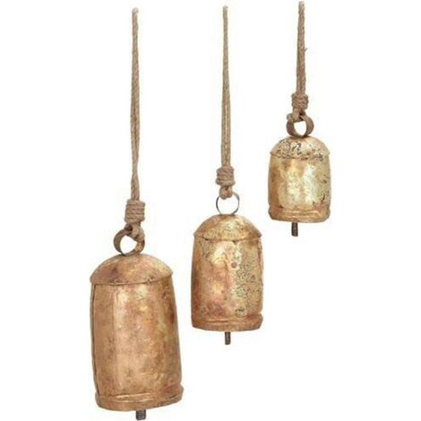 Cloche à vache artisanale exquise avec cordon, style rustique shabby chic, en laiton, Qinghai (1/5)