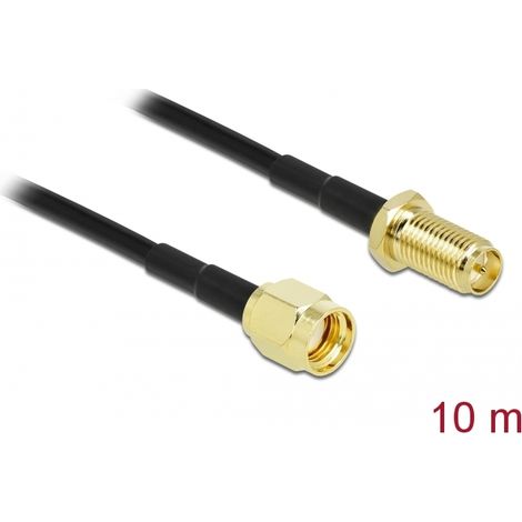 Delock Cable de antena de macho RP-SMA a hembra RP-SMA LMR/CFD100 10 m low loss