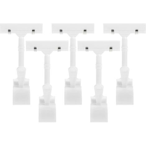Set mit 5 Kunststoffclips für Preisschilder und Werbeaufsteller. – 16 x 7,7 x 3,1 cm – Weiß (1/3)