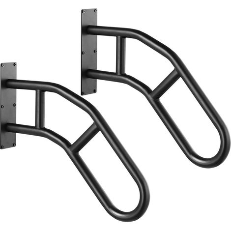 Rambarde extérieure 74 cm fixation murale U finition noire mat pour 1 à 3 marches sécurité enfants seniors femmes enceintes (lot de 2) (1/5)