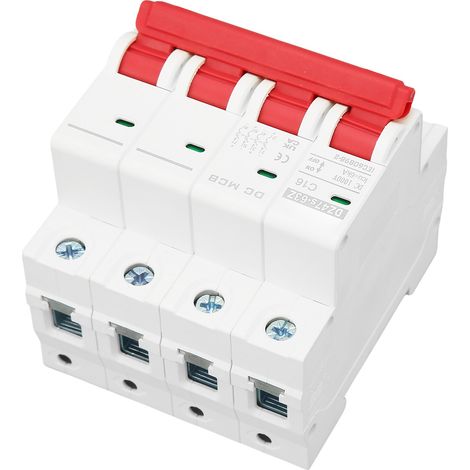 Disjoncteur miniature CC 4P pour système photovoltaïque solaire 16 A, montage sur rail DIN, capacité segmentée 6000 A, 1000 V CC, DZ47s 63Z C16 (1/5)