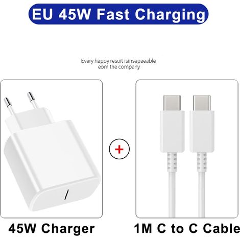 Chargeur USB-C PD 45 W, adaptateur de charge ultra-rapide pour Samsung Galaxy S24, S23, S22 Ultra, A54, A15, A55 5G, câble de charge de type C (1/5)