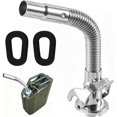 Bec Verseur Jerrican, Entonnoir Carburant, Bec Verseur Jerrican en Acier Inoxydable 30 cm, Convient Pour le Réservoir en Métal Diesel Essence 5L 10L 20L (1/5)