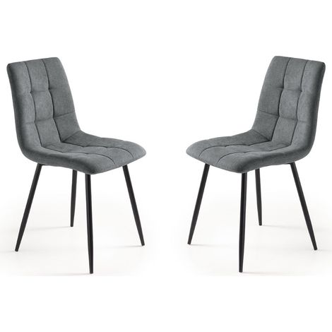 Sedia da pranzo in tessuto Grigio Scuro gambe metallo nere - KATERINE 2 sedie (1/5)