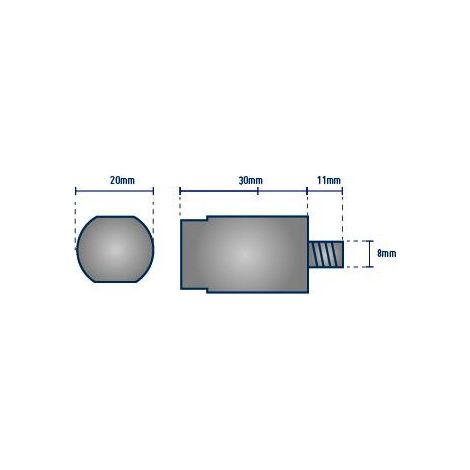 Anode Bougie YANMAR 8 et 12 - ORANGEMARINE -