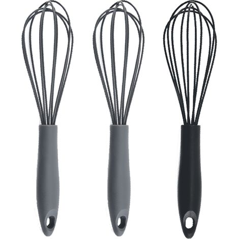 Fouet En Silicone - Acier Inoxydable Résistant Chaleur - Pour Cuisine Et Pâtisserie - Lot De 3 (1/5)