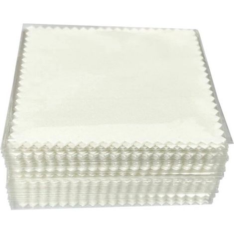 Chiffons de nettoyage pour bijoux - Chiffons de polissage en microfibre - Redonnent de l'éclat - Emballés individuellement - 50 pièces - Blanc