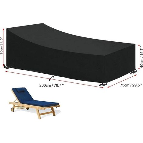 Housse Transat 200x75x40/80cm Housse pour Chaise Longue Exterieur Housse Bain de Soleil Impermeable Housse de Protection pour Transat de Jardin, Coupe-Vent, Anti-UV (1/5)