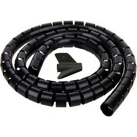 Funda para cables, 2 m - ∅22 mm, negra, funda flexible para gestión de cables eléctricos de 2 m para almacenar u ocultar cables de TV y PC, gestión de cables para el hogar y la oficina