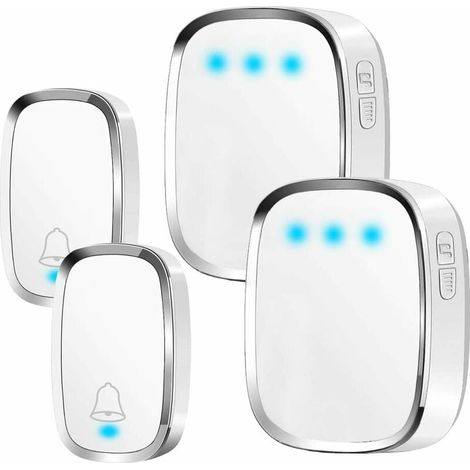 Campanello senza fili impermeabile per esterni, portata 300 m, 2 trasmettitori e 2 ricevitori, kit campanello senza fili con flash LED, 36 melodie, 4 livelli di volume, per casa, ufficio, hotel (1/4)