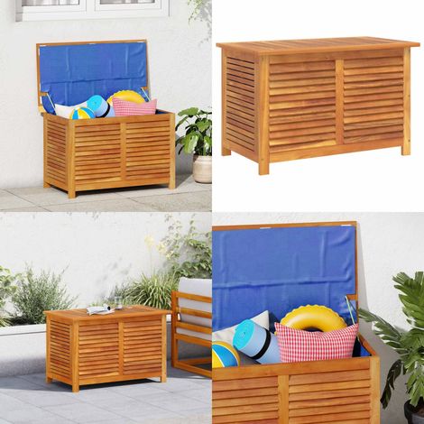 Contenitore Giardino con Feritoia 90x50x56cm Massello Acacia - Contenitore da giardino - Cuscini da esterno