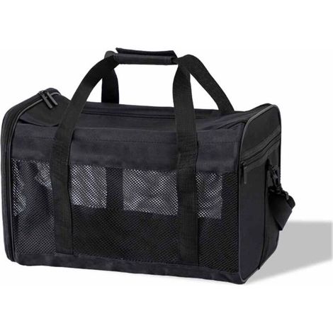 Sac de Transport Pliable pour Chat et Petit Chien - Avec Bandoulière Réglable - Pour Voiture, Aviateur et Train (Noir, M) (1/5)