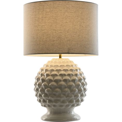 Lampara Sobremesa Gres Lino 38X38X59 Piña Blanco (1/4)