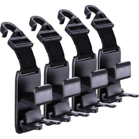 BEBUSINGOTO Ganchos mágicos para reposacabezas de coche, soporte para bolso, color negro, paquete de 4 (1/5)