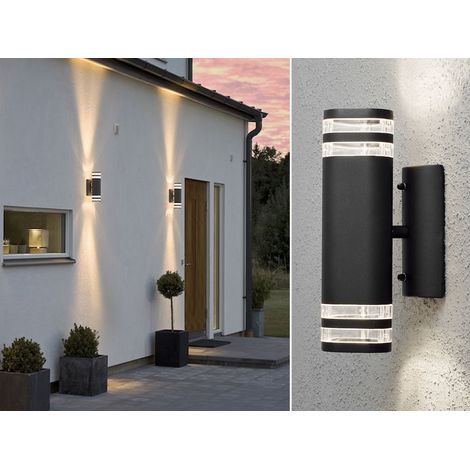 2er-Set Up-Down Wandleuchte MODENA Aluminium schwarz, GU10, Höhe 28,5 cm, IP44 (1/5)