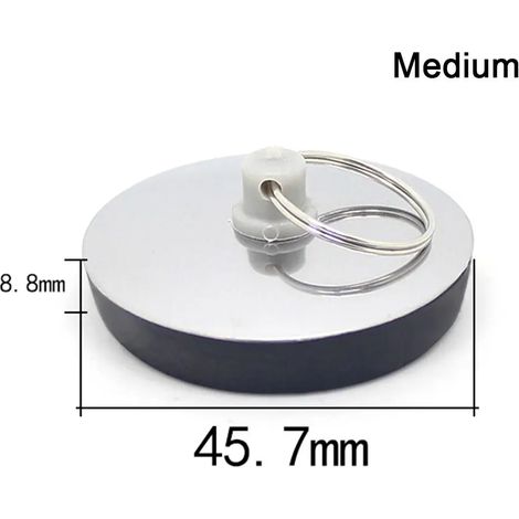 (Medium)1Pcs Stainless Steel Bath Plug Kitchen Bathroom Accessory Rubber Drain Stopper Water Easy to Use Bath Tub Caps (1/4)