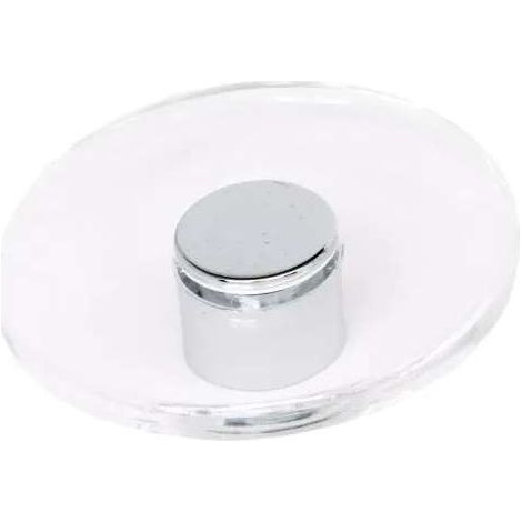 Pomolo Piatto Tondo Trasparente Mm.65 Inserto Cromo (1/2)