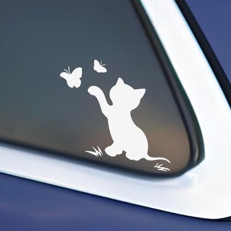 Autocollant pour voiture, autocollant pour vitre, autocollant chat, 12 x 16 cm, coloré (1/5)