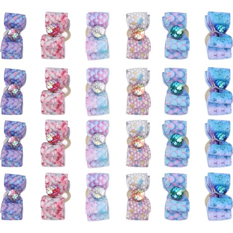 Noeud Papillon Pour Chien Et Chat - Accessoire De Toilettage Avec Élastique - Couleur Aléatoire - Lot De 24 Pièces (1/5)