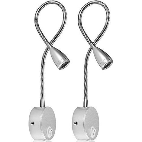 Lampe De Lecture Murale - Bras Flexible 360° - Variateur Tactile - LED 3 W Blanc Chaud - Pour Chambre À Coucher - Lot De 2