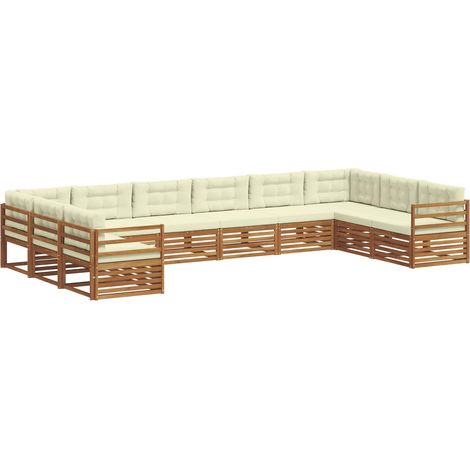 Sofa Sets 3 pcs Natural and Cream Solid Acacia Wood vidaXL (1/5)