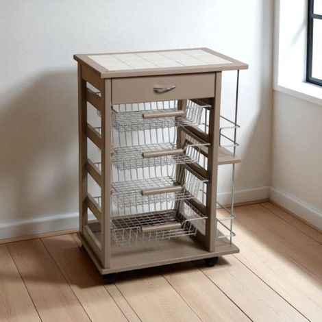 Carrello porta frutta con cassetto e bottigliera TORTORA (1/3)