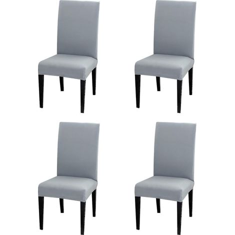 Housse de Chaise Salle à Manger - Ajustement Extensible - Amovible Lavable Courte - 4 Pièces - pour Hôtel Salle à Manger Mariage Blanc (1/5)