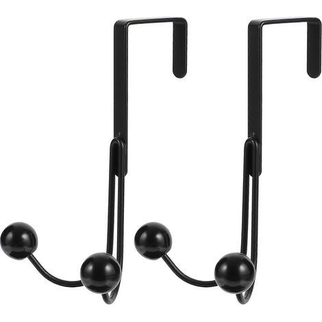 Set mit 2 bohrfreien Kleiderhaken zur Montage an der Türinnenseite. – 14 x 9 cm – Schwarz (1/4)