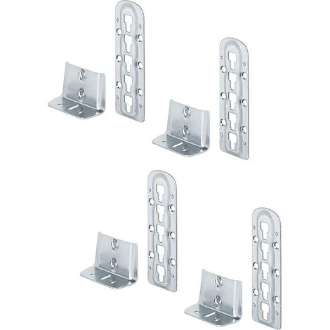 Raccord Connecteur de Lit Bois Charnière Montage  H3580  Set de 4  Bleu Acier Galvanisé  Fixations de Suspension Connecteurs de Base de Lit Ajustables en Hauteur (1/5)