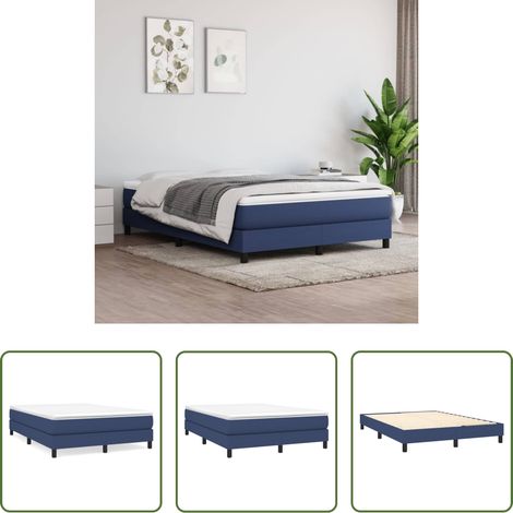 vidaXL Matelas - Cadre de lit à lattes bleu 140x200 cm tissu (1/5)