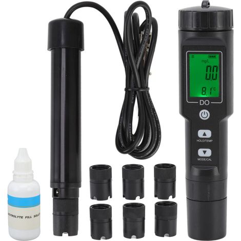 Dissolved Oxygen Meter with Detachable Probe, Digital Screen Display, Dissolved Oxygen Sensor for Aquarium Research and Experiments with Backlight (1/5)