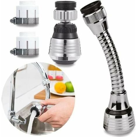 Mitigeur de cuisine orientable 360°, robinet rotatif à 2 modes, pomme de douche réglable avec filtre pulvérisateur, ensemble de 2 pièces pour évier (1/5)