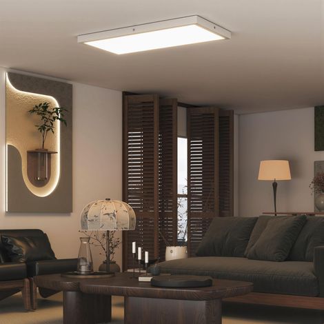Lot 2 Lampes LED Ultra-Plates Design, Plastique et Acier, Blanc, Dimensions 60x30x3.7 cm, Couleurs Changeantes (1/5)