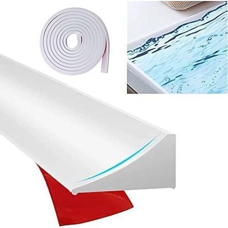 Barrière D'eau en Silicone 300cm, Barrière de Douche et Système de Rétention D'eau pour Seuil de Douche Pliable, Bande de Retenue Imperméable Auto-adhésive, Douche Barrage de Porte Pliable