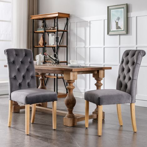 sedia sala da pranzo velluto grigio legno elegante OKMYHOME (1/5)