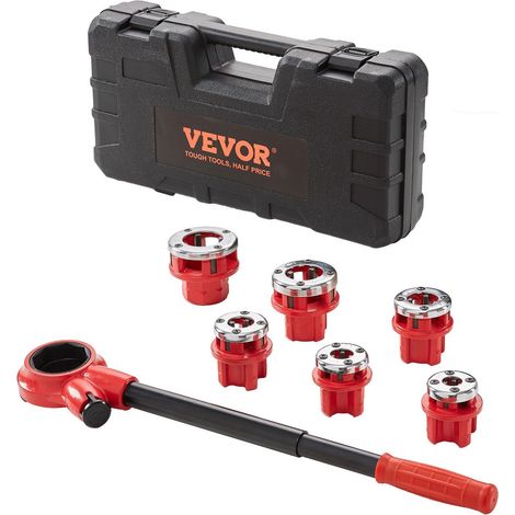 Kit de filetage manuel à cliquet, 6,4-32 mm NPT, 6 filières, coffret de rangement pour tuyaux acier, aluminium, cuivre. (1/5)
