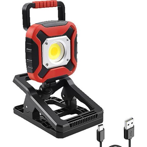 Lampe de Travail Rechargeable, Super Lumineuse Baladeuse COB Lampe D'atelier Base Magnétique, Batterie Externe pour Garage Urgence (Rouge3) (1/5)
