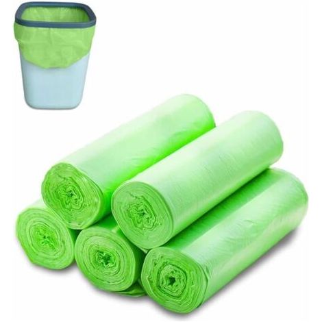 Lot de 100 sacs poubelle biologiques 30 l, résistants à la déchirure, sacs pour déchets alimentaires, 100 % compostables et biodégradables, en amidon de maïs.