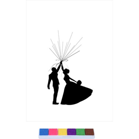 Livre d'or personnalisé DIY avec empreintes digitales pour mariage, anniversaire, fête – tableau de signatures invités, peinture à doigt (1/5)