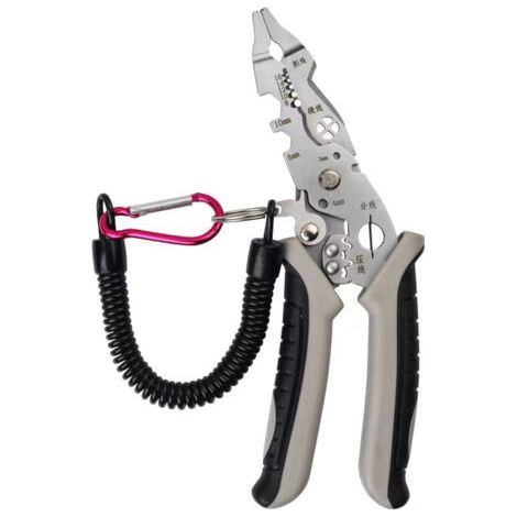 Pince à dénuder multifonctionnelle, outil professionnel de dénudage de fils, coupe-câble électrique portable, pince à sertir pour électricien avec boucle de verrouillage en métal pour l'entretien des (1/5)