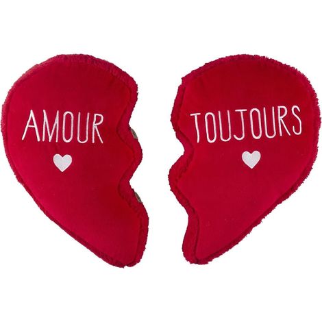 Coussin en forme de cœur détachable en polyester rouge (1/5)