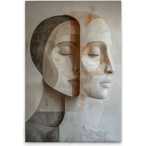 Leinwandbild Gesichter Formen Modern M1-No.52034 - Kunstdruck auf Leinwand in Beige Grau - Wandbild 30 x 45 cm (1/5)