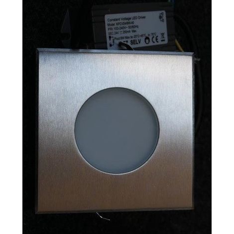 Encastré de sol LED 1W extérieur inox carré 116x116mm 3000K avec driver 230V non dimmable IP67 Titan2 slim Europole (1/2)
