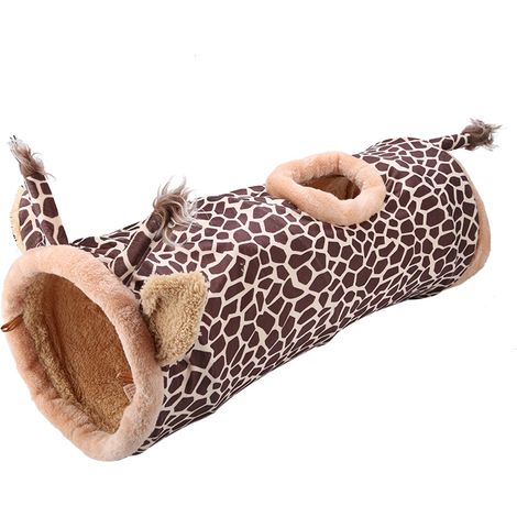 Tunnel en tissu pliable, portable et sécurisé pour chat, chien, lapin (girafe) (1/5)