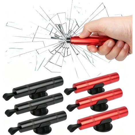Set di 6 martelli di sicurezza, martello di sicurezza 2 in 1 e taglia cinture di sicurezza, martello di emergenza, martello per auto, supporto, martello di sicurezza portatile (1/5)