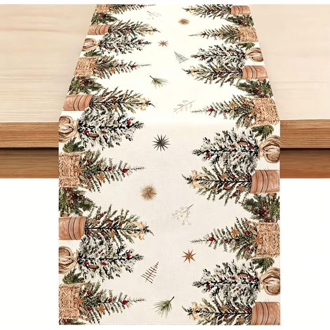 Camino de mesa rectangular navideño de 33 x 275 cm (13 x 108,5 pulgadas) para la decoración festiva de la mesa y la comida navideña. (1/5)