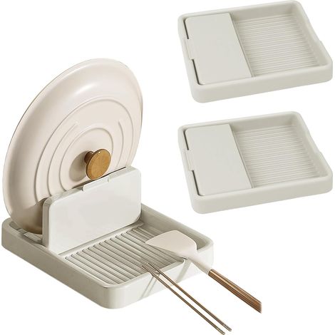 Support de Couvercle, 18,5x16x2,5 cm Porte CuillèRe de Cuisine, Porte Ustensile de Cuisine, Rangement de Tiroir de Cuisine, Porte CuillèRe de Comptoir de Cuisine, Anti éClaboussures (1/5)
