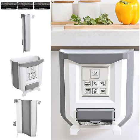 Wall Mounted Foldable Hanging Bin for Kitchen, Car, Bathroom, Office and Bedroom - With Rolls of Bags (1/5)