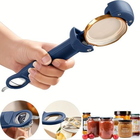 1 Mehrzweck-Glasöffner – praktisch zum Öffnen von Flaschenverschlüssen, für verschiedene Flaschen geeignet – blau (1/4)