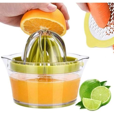 Presse-agrumes, presse-agrumes manuel au citron avec râpe à intégrée, presse-agrumes multifonctionnel pour fruits, carottes, (1/4)